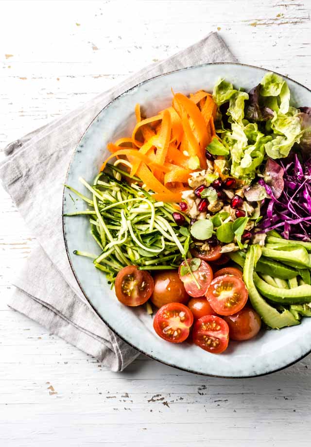 A colorful salad of fresh vegetables