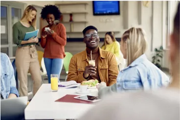 college students eating