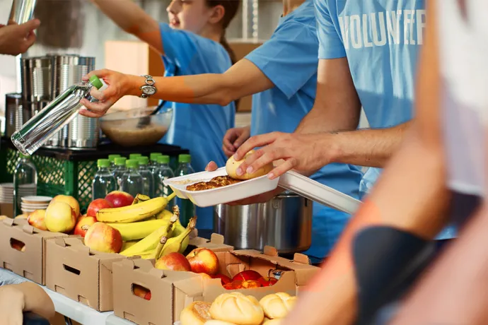 volunteers working at a food bank